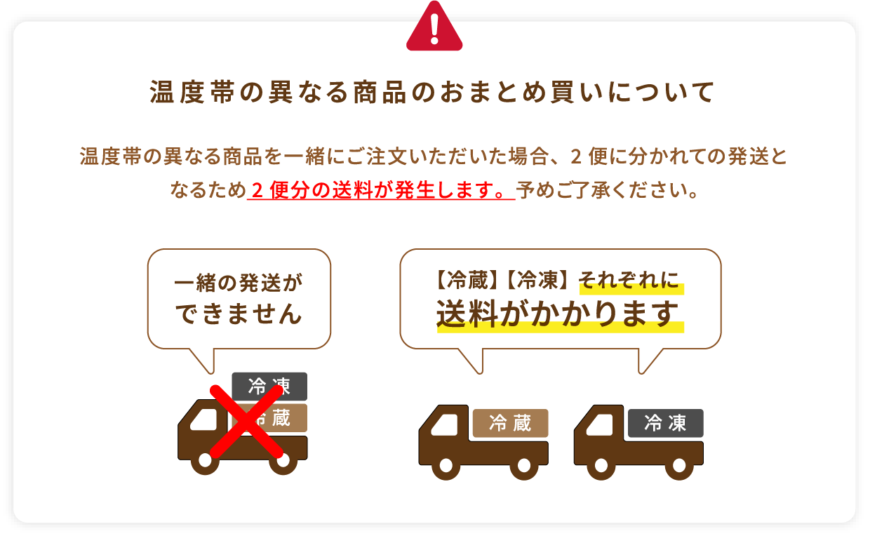 温度帯の異なる商品のおまとめ買いについて