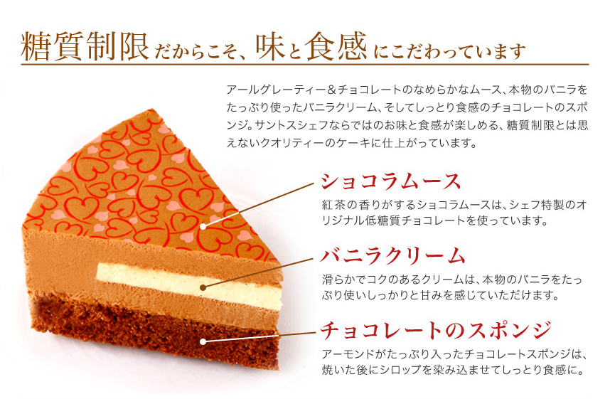 紅茶とチョコレートの糖質制限ケーキ スリム ショコラ 5号 クリオロ